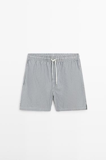 Swimming trunks with striped details — Navy blue 1