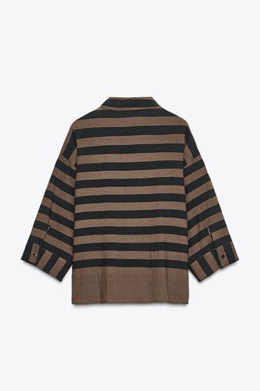 STRIPED SHIRT - Black / Brown by Zara - Image 4