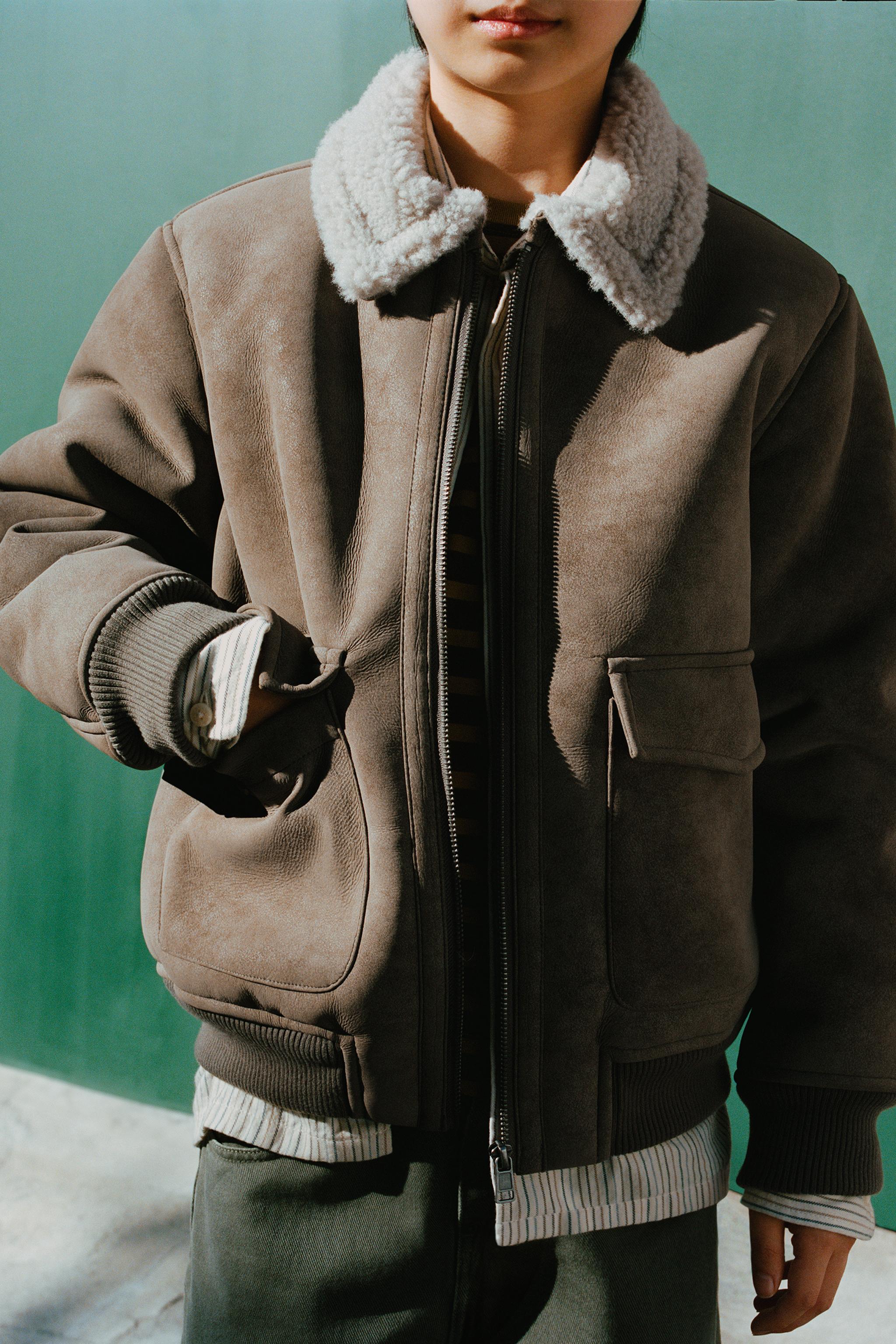 REVERSIBLE FLEECE BOMBER JACKET - Brown / Taupe | ZARA Canada