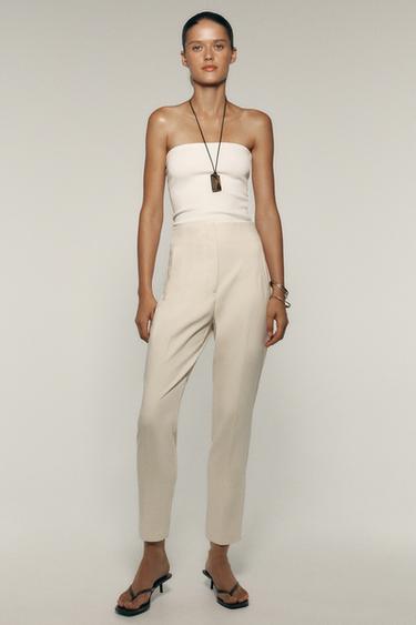 PANTALÓN TIRO ALTO - Crudo de Zara - Imagen 0
