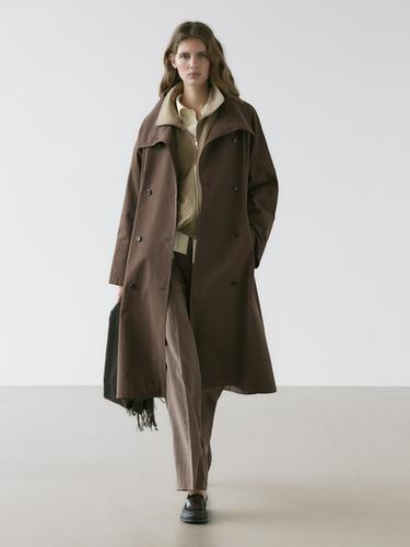 Zara High collar trench coat - Brown