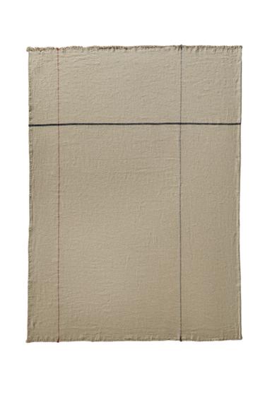 Zara STRIPED LINEN BLANKET - Light beige