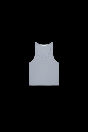 TOP CROP RIB - Azul claro de Zara