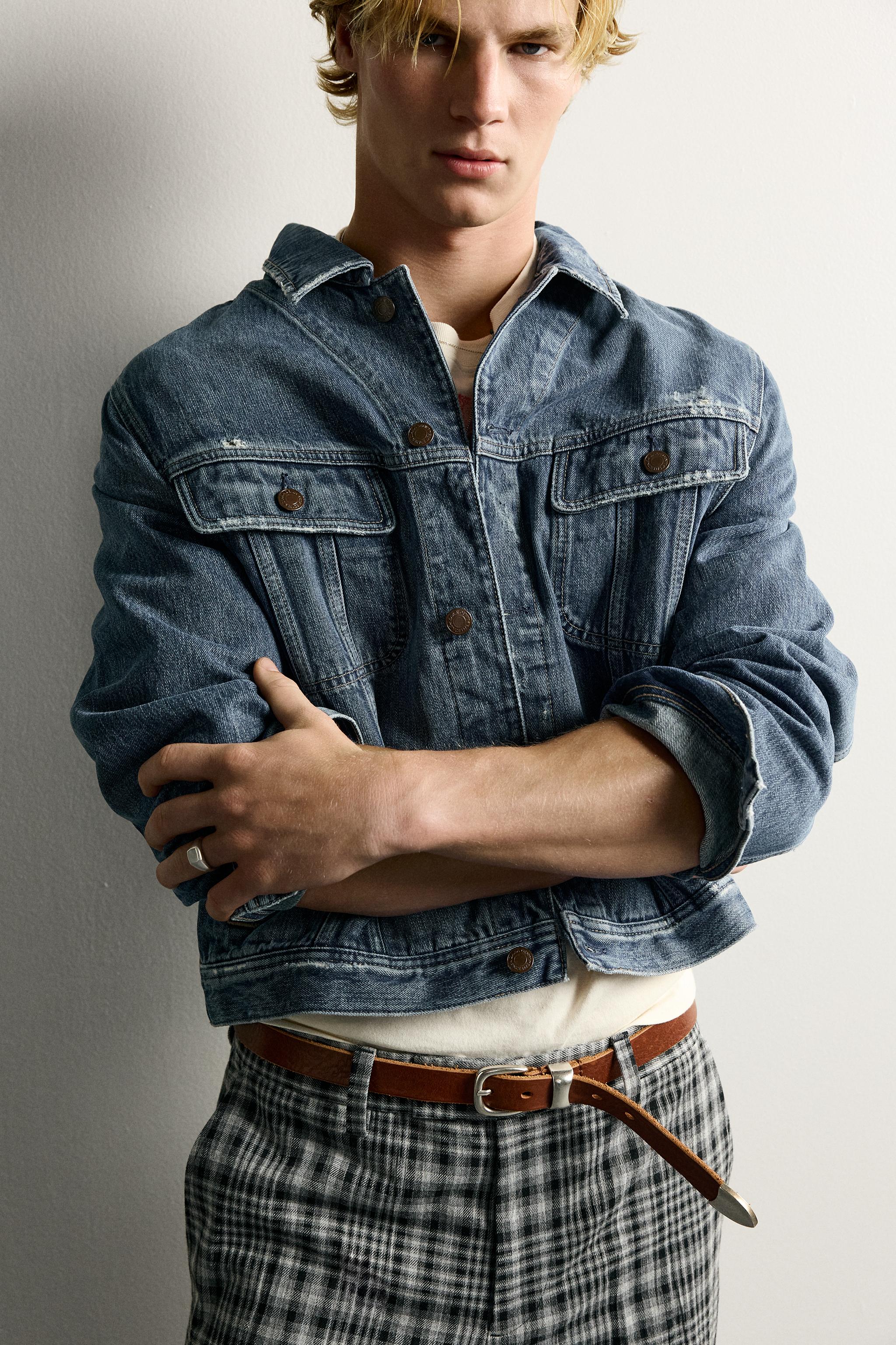 RELAXED FIT DENIM JACKET WITH TABS