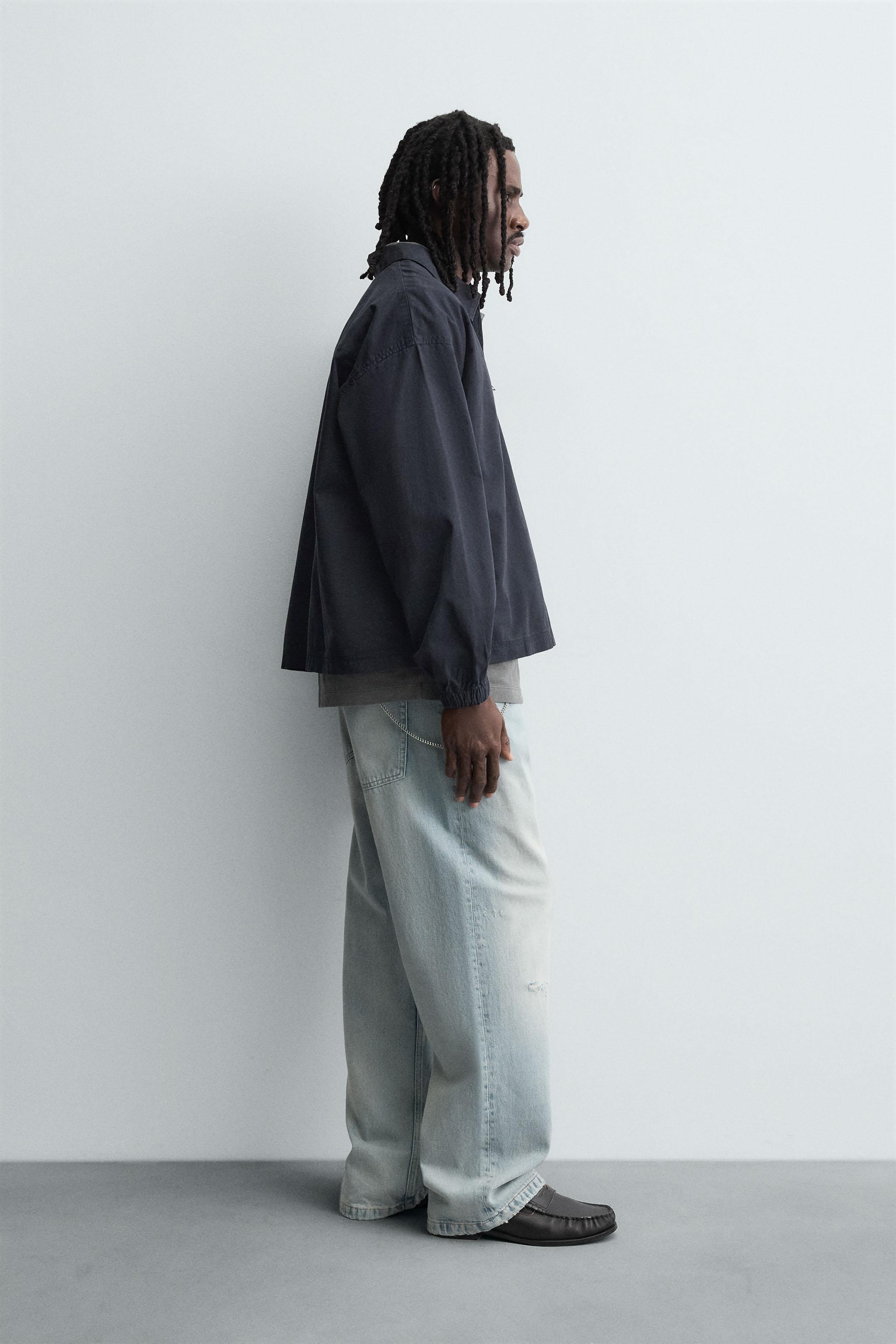 DENIM ZIP-UP POLO SHIRT - Blue | ZARA Canada