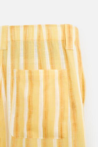 PANTALON RAYÉ VISCOSE ET LIN - Jaune de Zara - Image 8