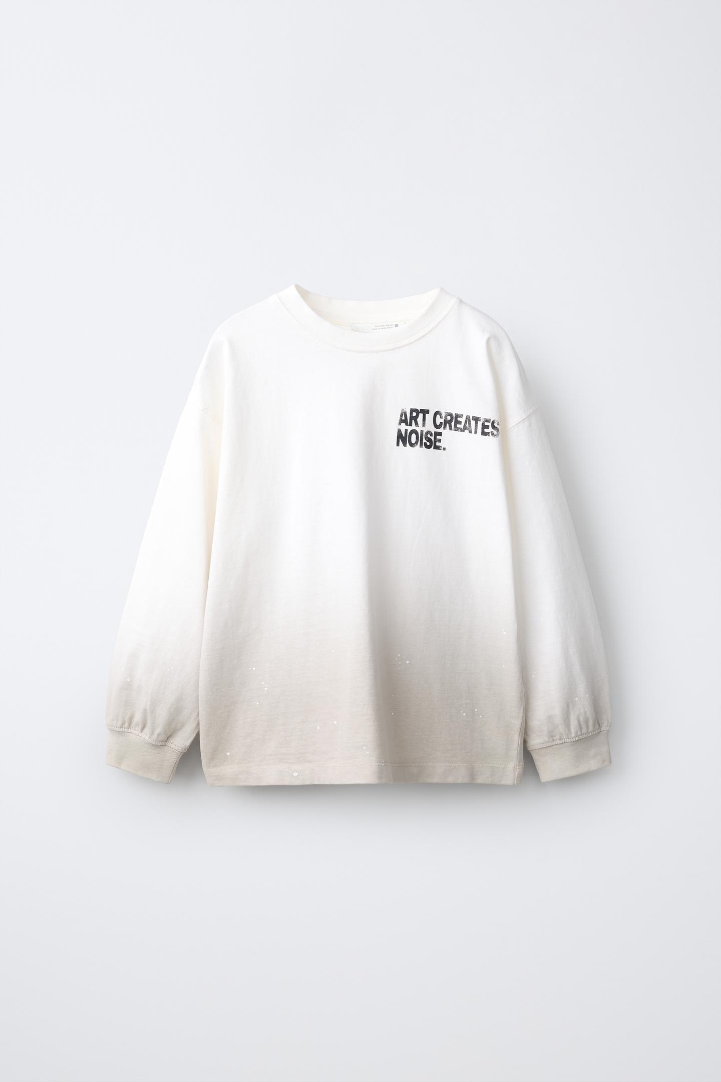 Детская футболка Zara Tie-Dye Text, цвет: Устричный белый
