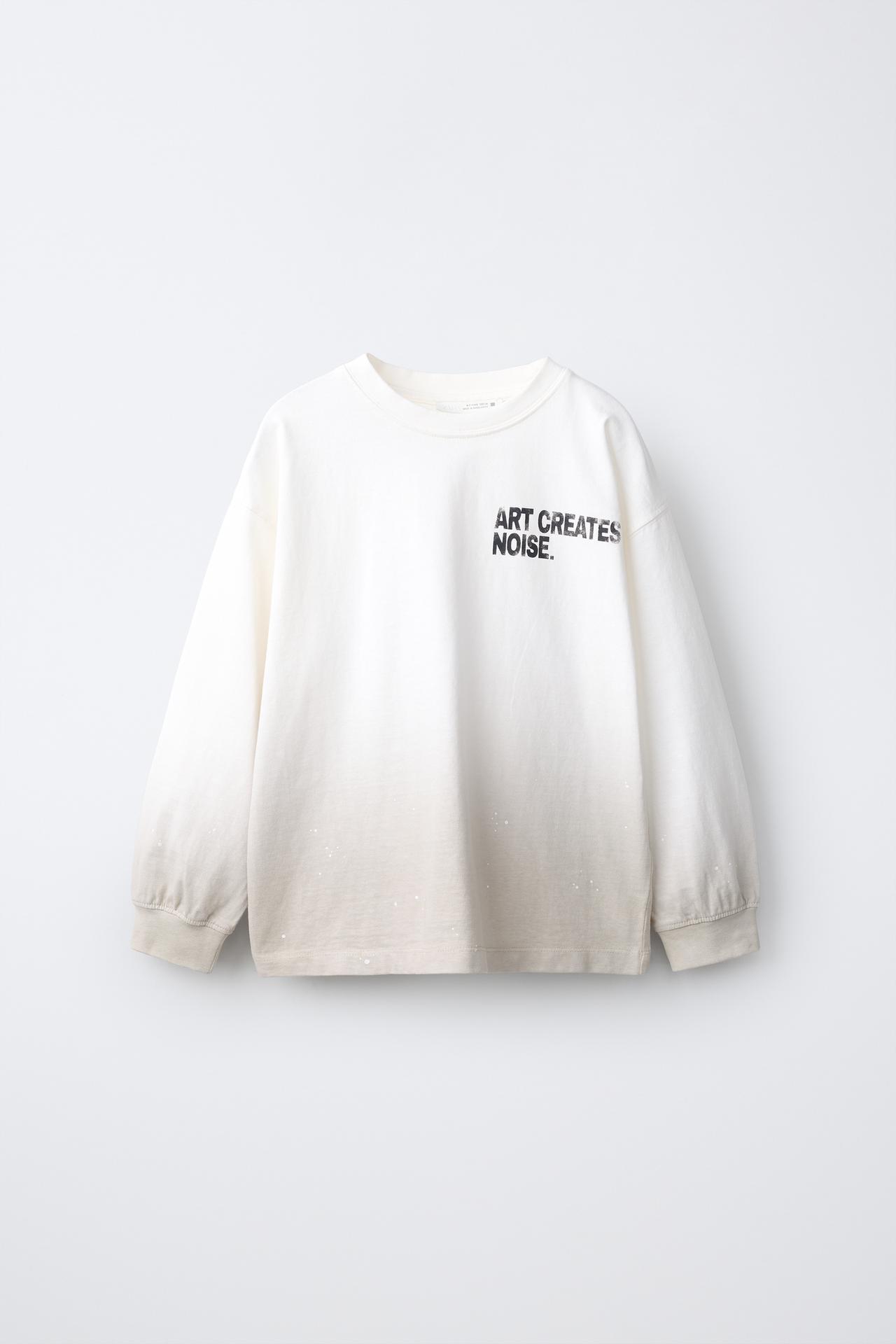 TIE-DYE TEXT T-SHIRT — Oyster-white