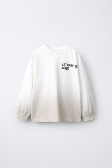 TIE-DYE TEXT T-SHIRT — Oyster-white 1