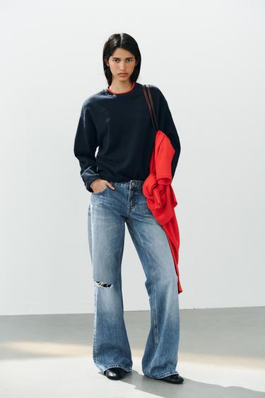 SUDADERA SOFT RAYA CONTRASTE - Azul de Zara - Imagen 0