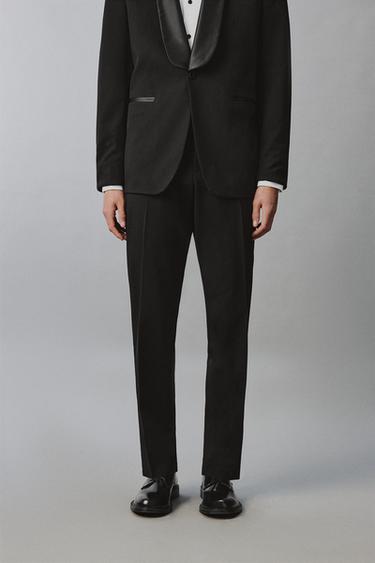 PANTALON REGULAR FIT DE SMOKING À BANDES - Noir de Zara - Image 1