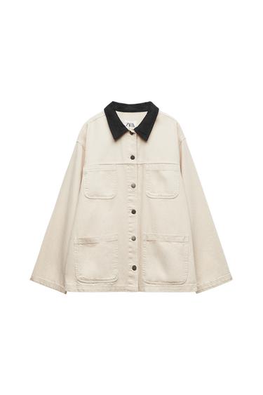 CONTRAST COLLAR OVERSHIRT