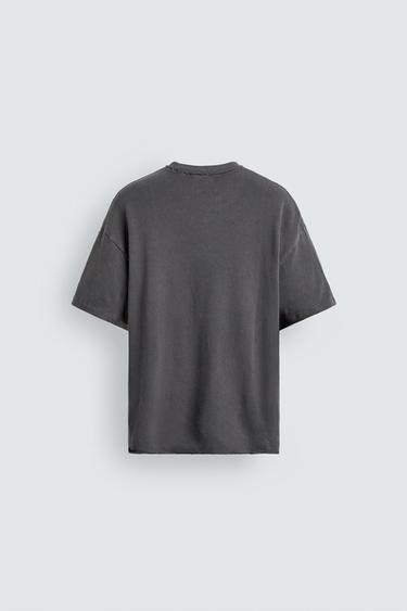 Zara IRREGULAR FINISH KNIT T-SHIRT - Taupe gray