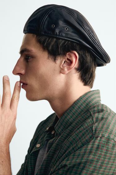 BÉRET EN CUIR - Noir de Zara - Image 1