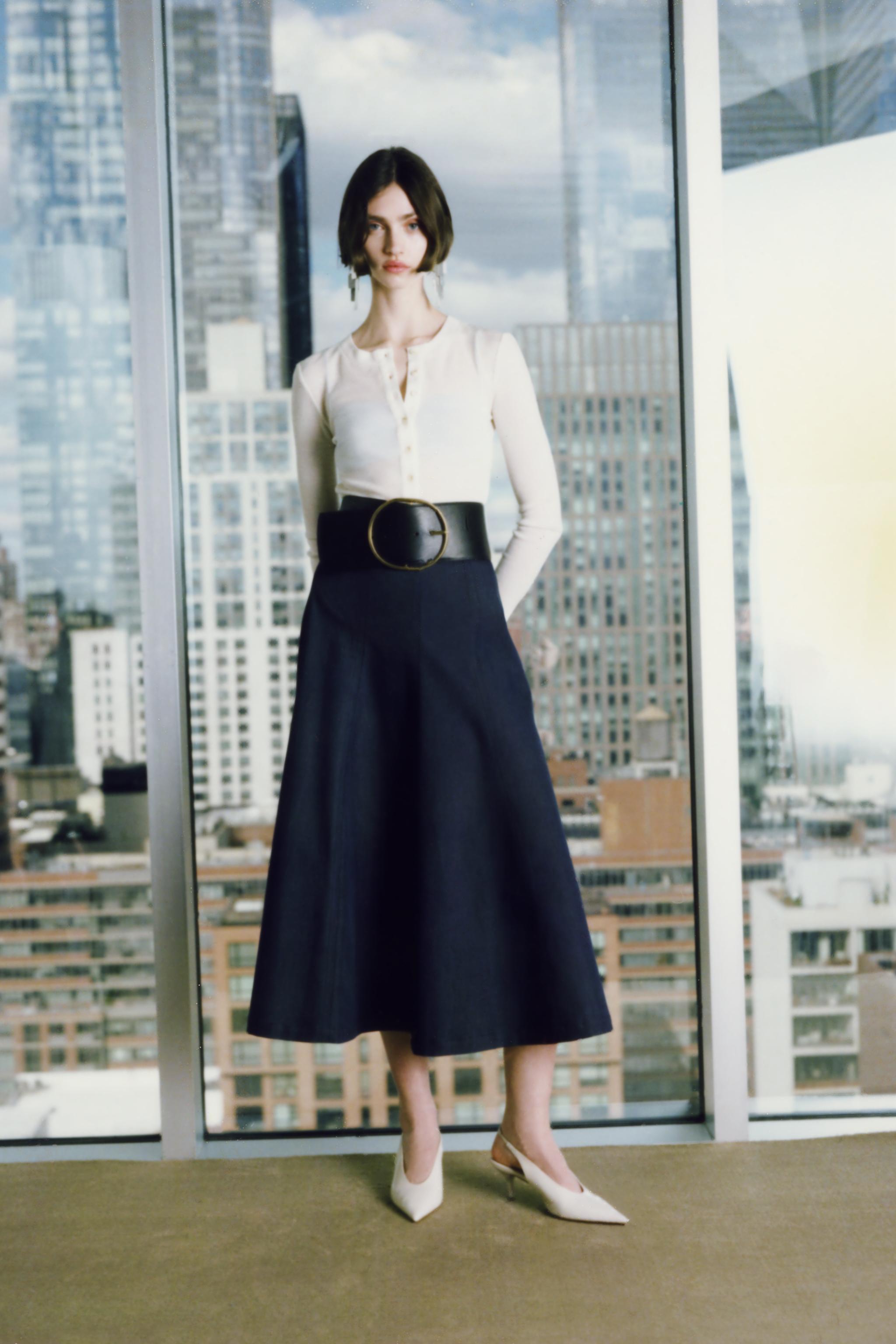 zara a line skirt
