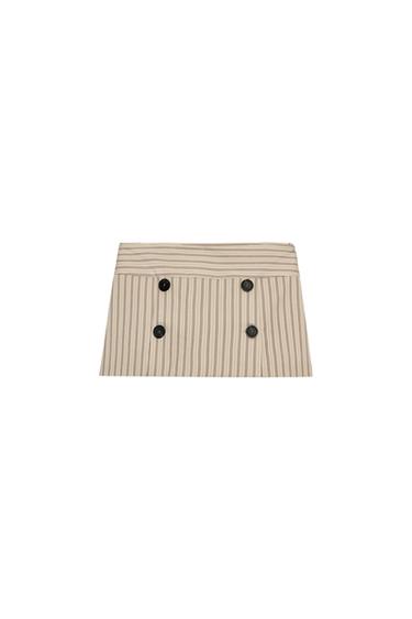 FALDA PANTALÓN BOTONES RAYAS - Marrón claro de Zara