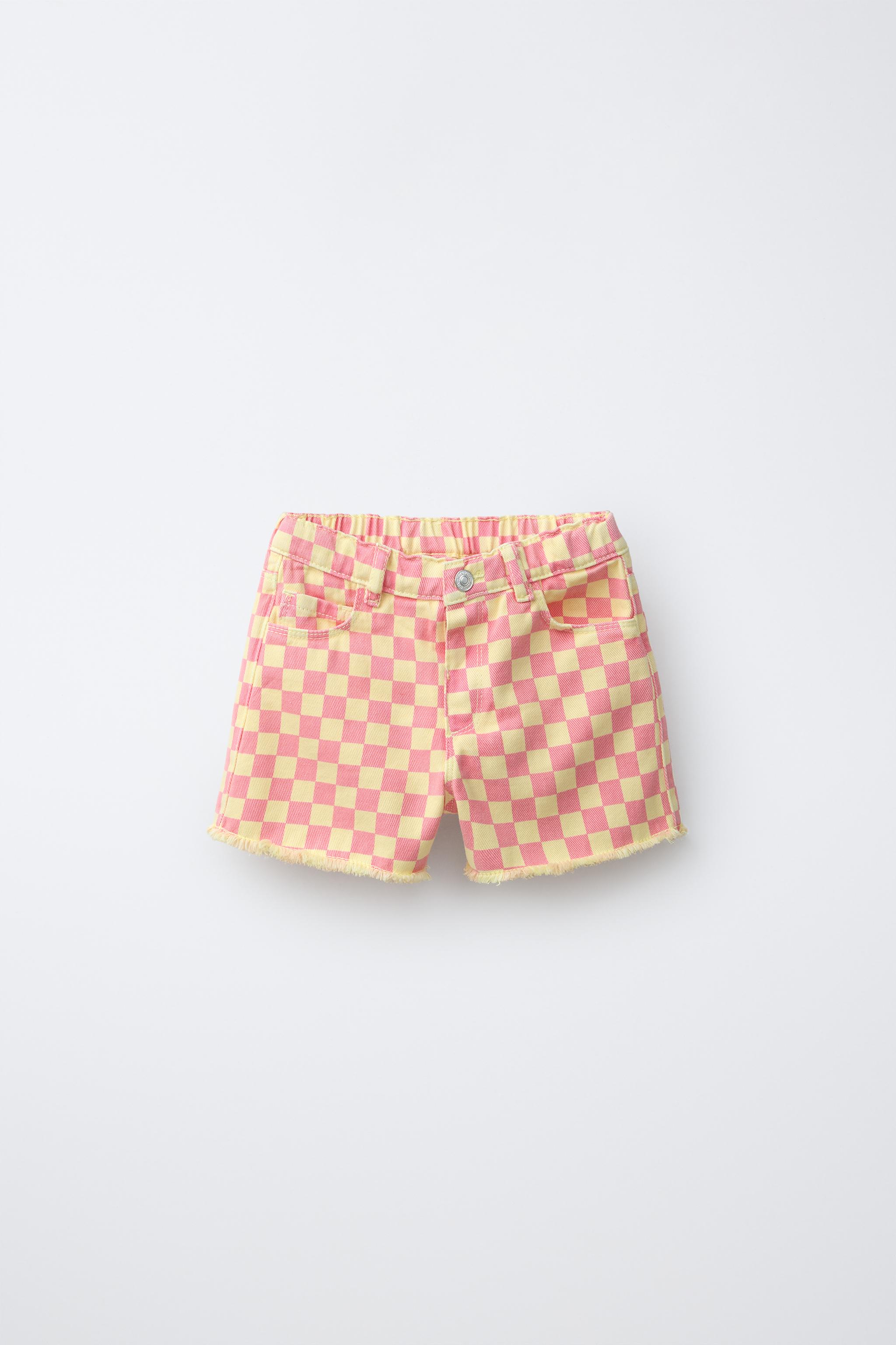 CHECKERED MOM FIT SHORTS