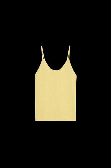 KNITTED STRAPPY TOP - Yellow by Zara