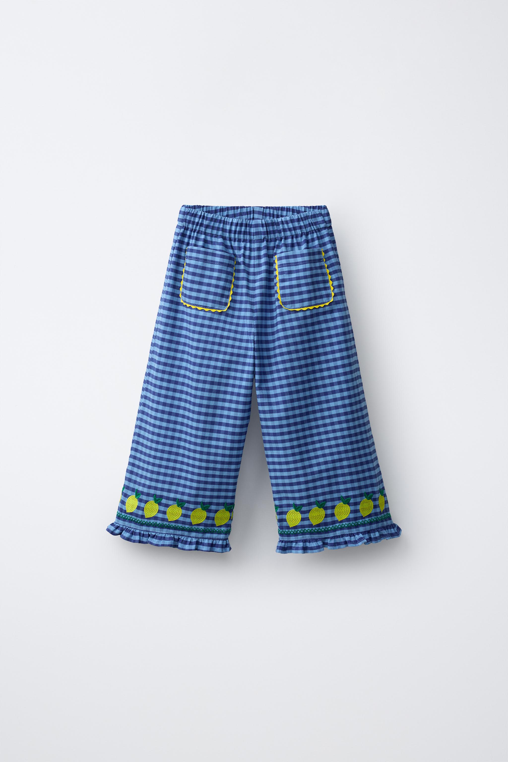 JUPE-CULOTTE À CARREAUX VICHY ET CITRONS BRODÉS CASA LAWA X ZARA KIDS