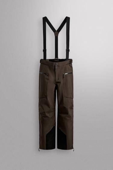 Zara RECCO® WATERPROOF SHELL PUFFER SKI PANTS - Brown