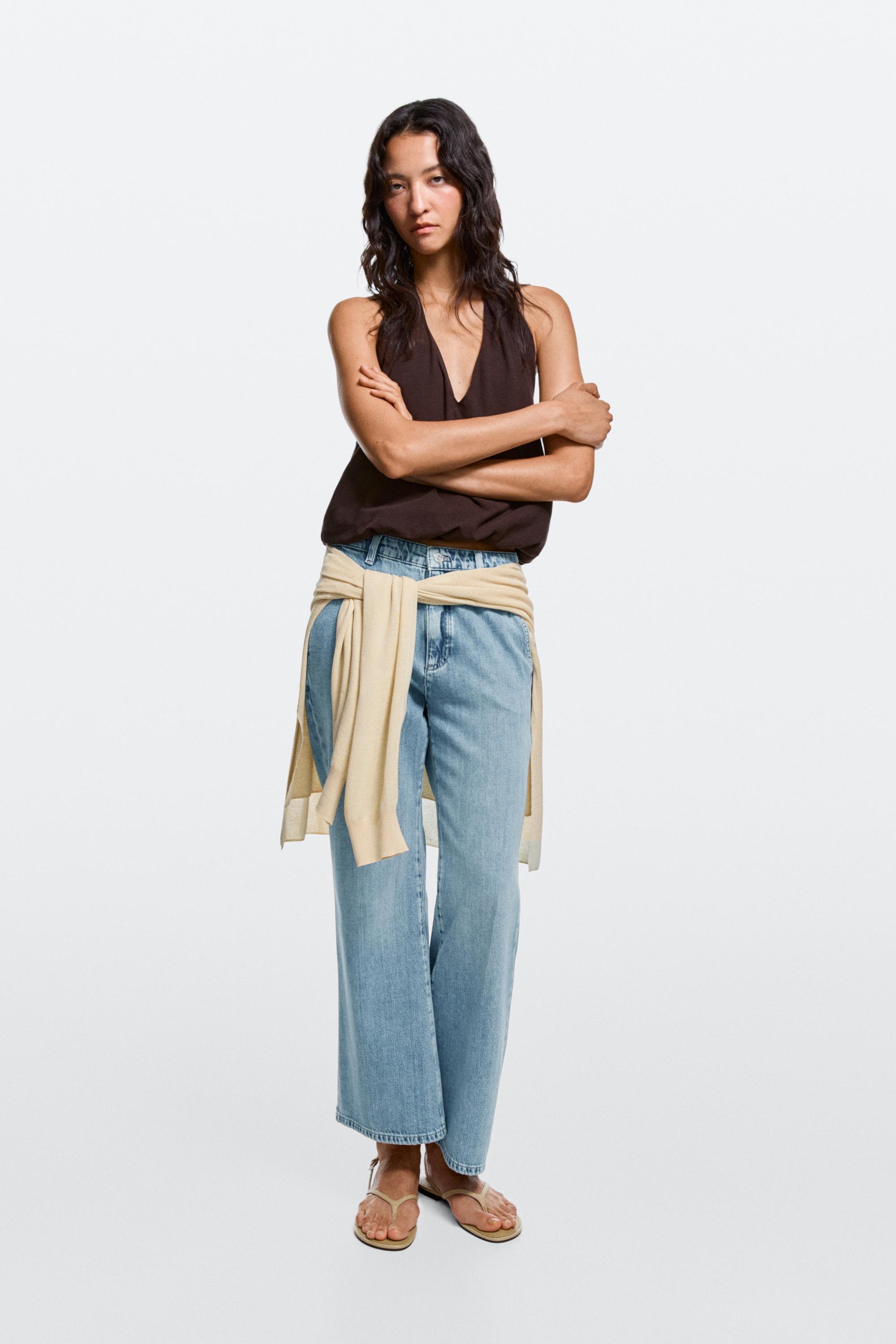トップス PILE FLARE TANK TOPS High-waist cropped flare jeans - Aquamarine | ZARA United States