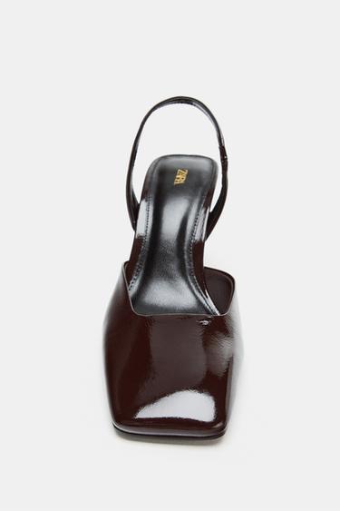 LEATHER SLINGBACK SHOES - Brown by Zara - Image 4