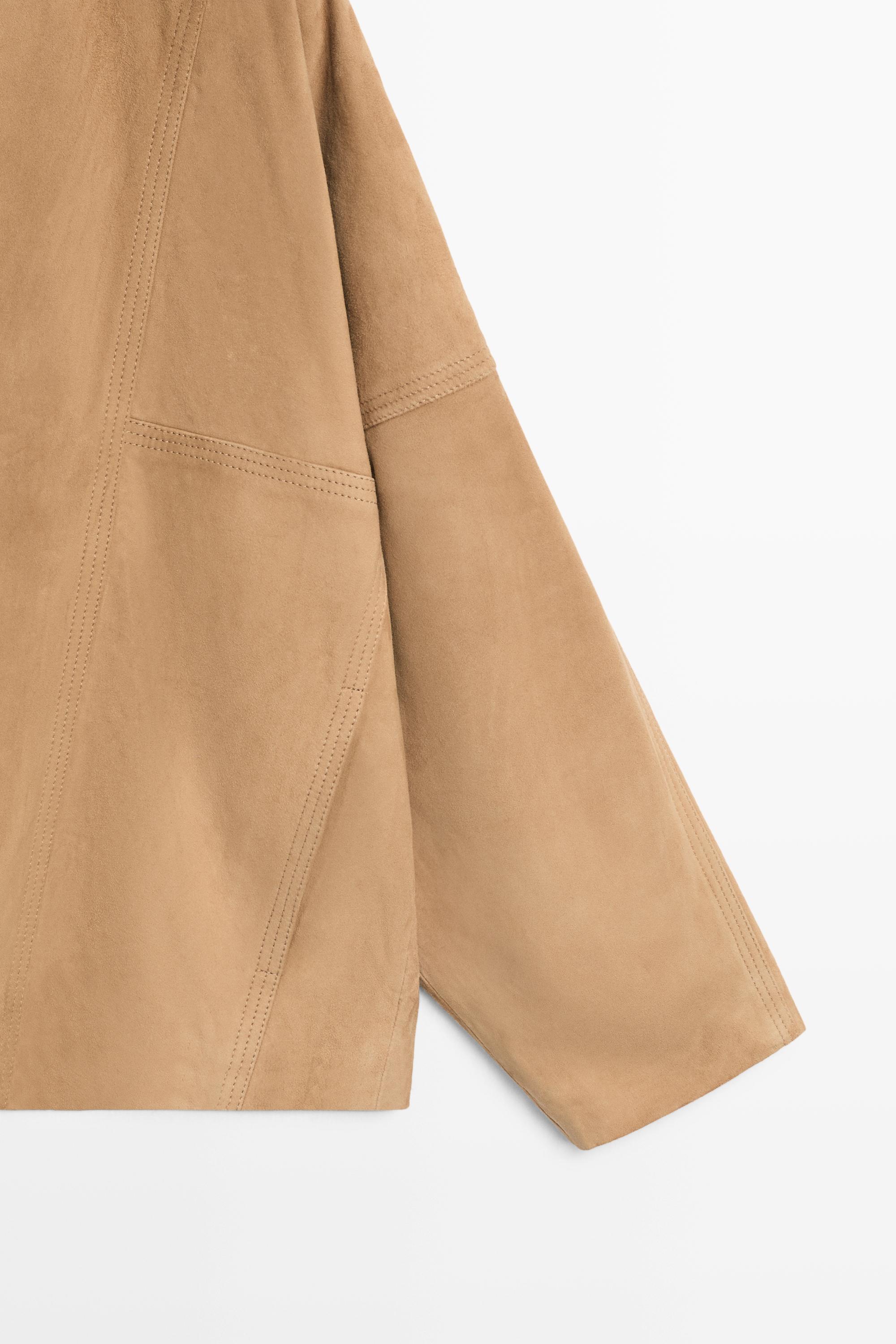 Blouson croisé en cuir suédé