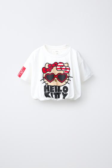 ÁO PHÔNG HELLO KITTY © SANRIO DÁNG BÓ GẤU - Màu trắng từ Zara - Hình ảnh 0