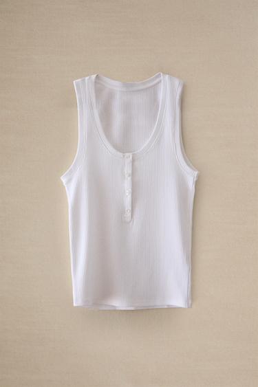 VEST TOP WITH BUTTONS - White by Zara - Image 4