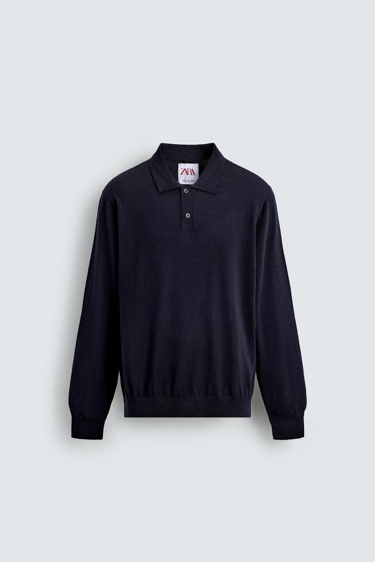 ZARA WOOL BLEND REGULAR FIT KNIT POLO SHIRT