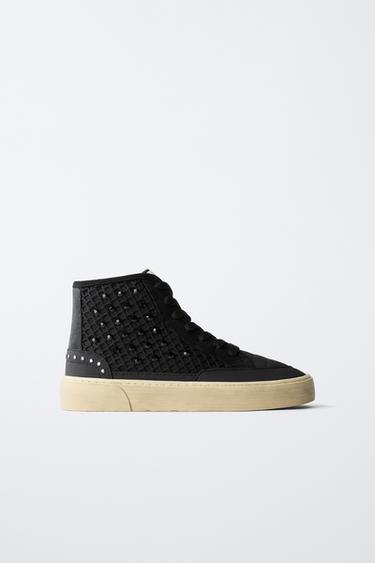 HIGH-TOP SNEAKERS WITH RHINESTONES - Black by Zara