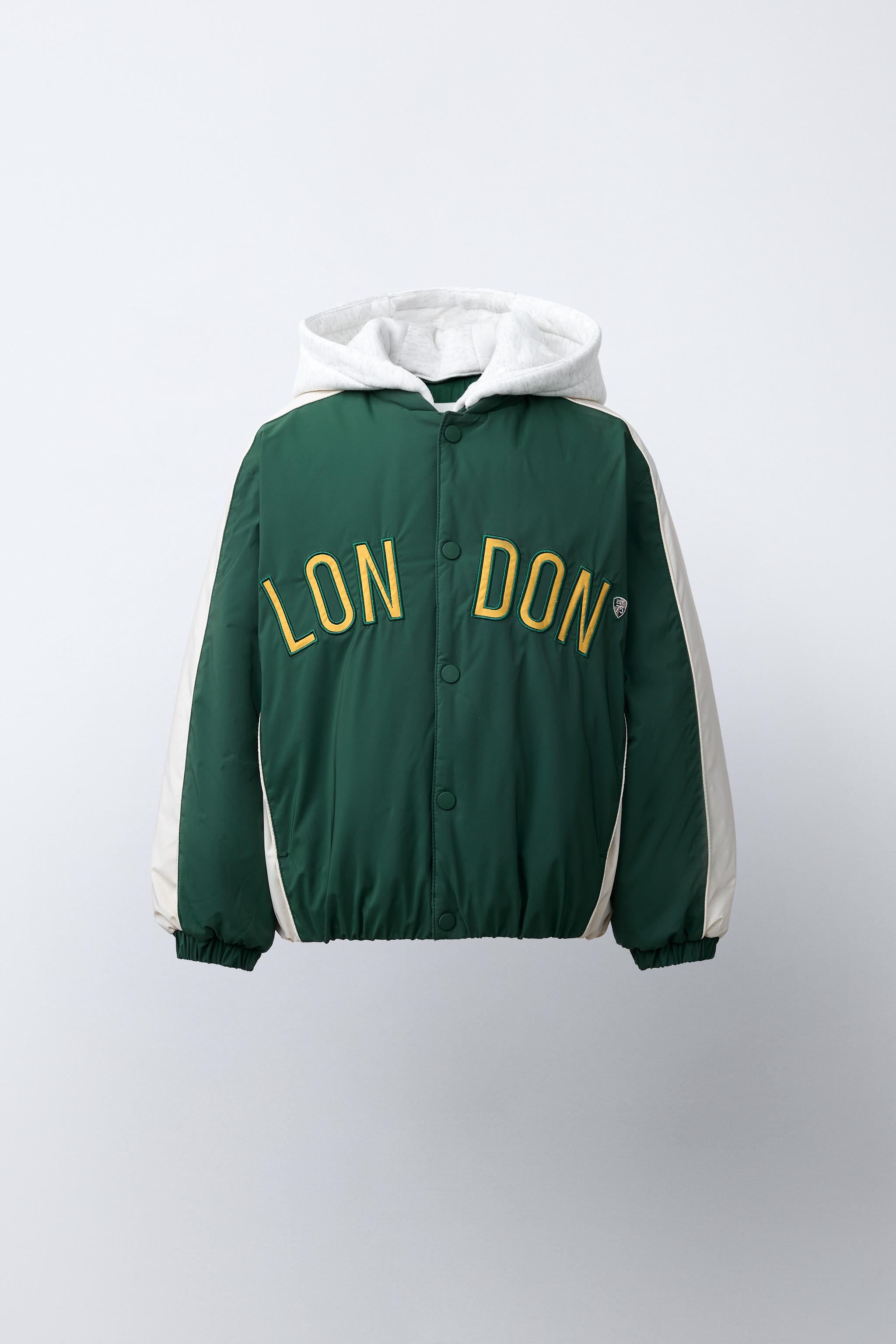 撥水加工入り取り外し可能フリースフード付きボンバージャケット