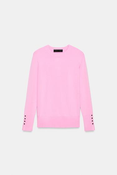 JERSEY BÁSICO PUNTO LISO - Rosa medio de Zara - Imagen 0