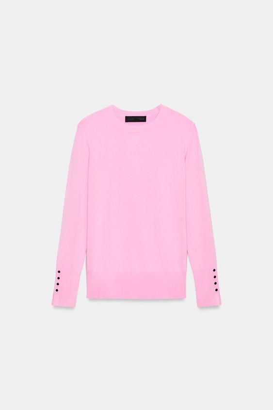 JERSEY BÁSICO PUNTO LISO - Rosa medio de Zara - Imagen 0