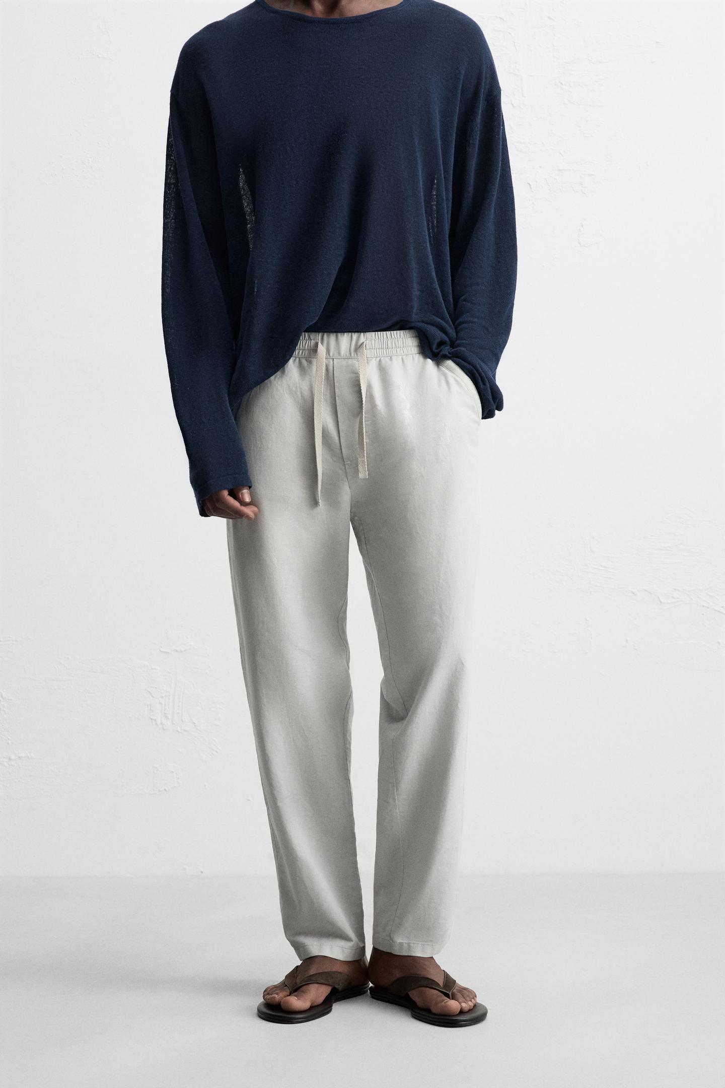 RELAXED FIT COTTON LINEN PANTS