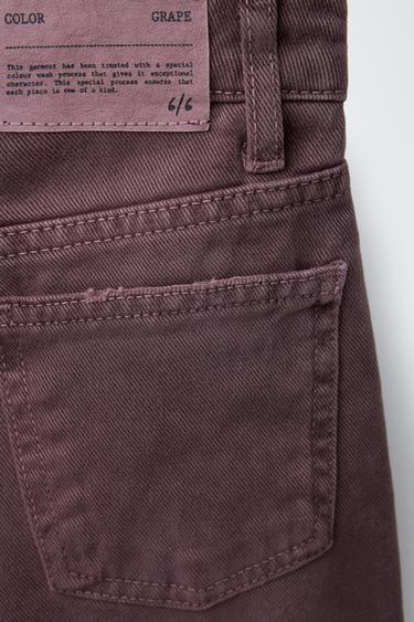 FOLDED WIDE-LEG JEANS - Burgundy by Zara - Image 3