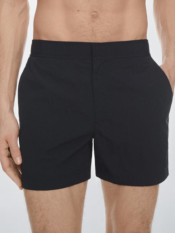 Plain swimming trunks with waist detail from Zara - $90