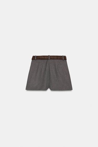 JUPE-CULOTTE À PLIS ET CEINTURE - Marron de Zara - Image 7
