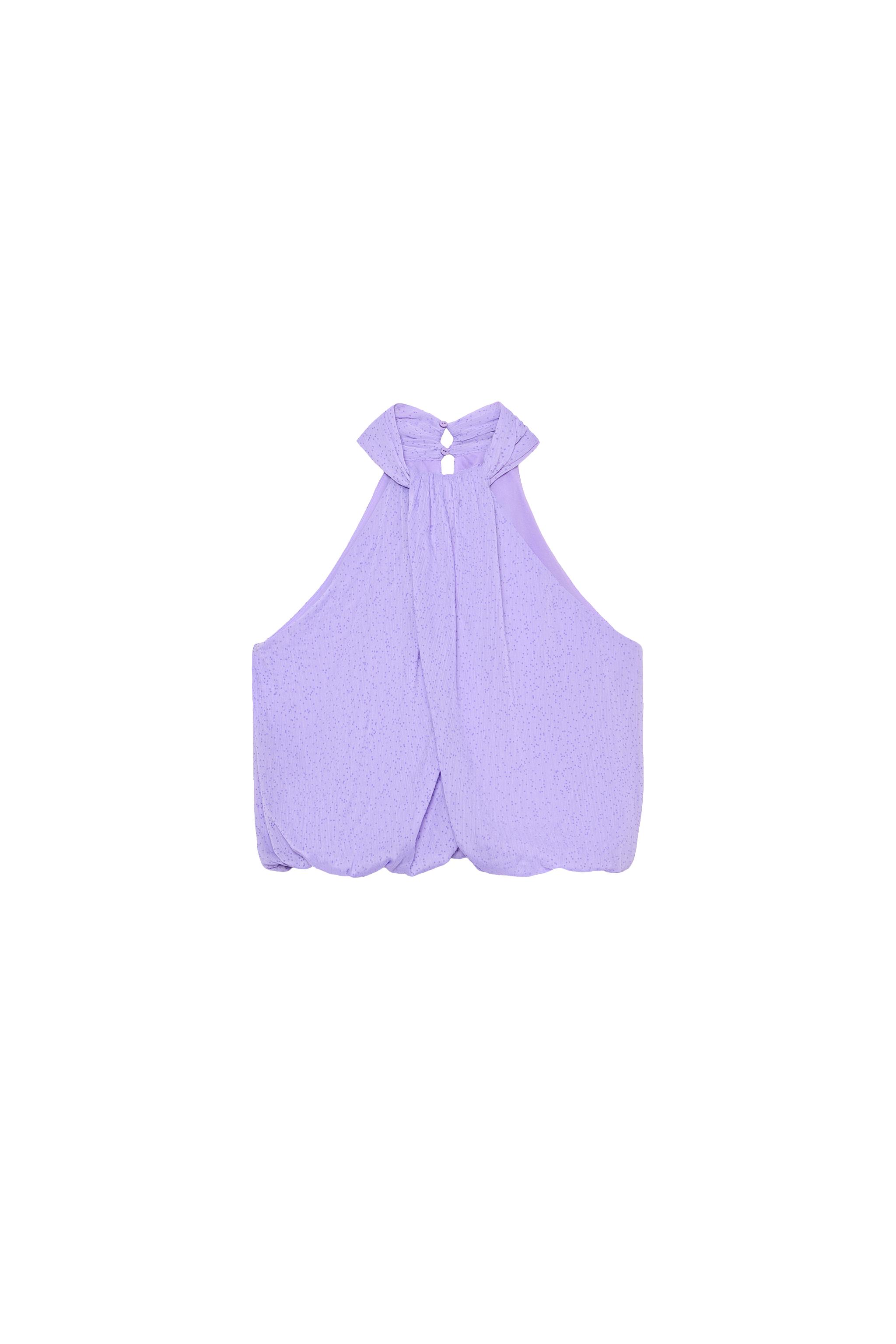 POLKA DOT HALTER BUBBLE TOP — Lilac