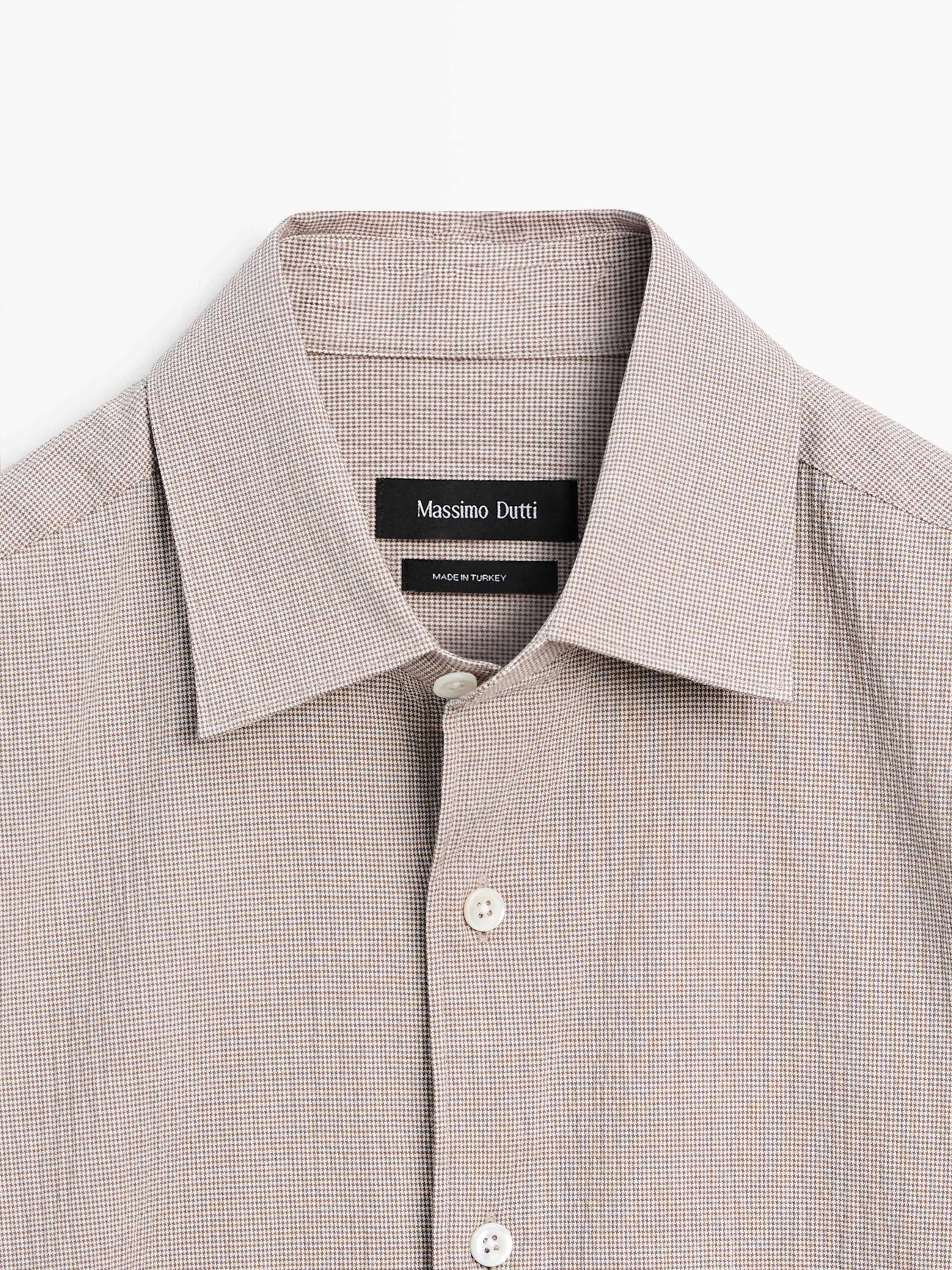 Houndstooth cotton blend shirt