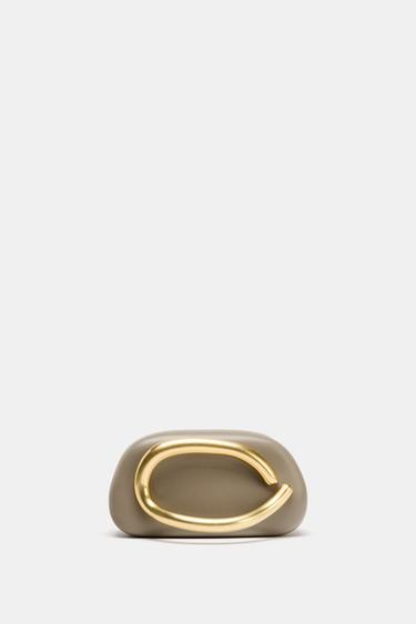 MINAUDIÈRE WITH GOLDEN FASTENING - Taupe Grey by Zara - Image 0