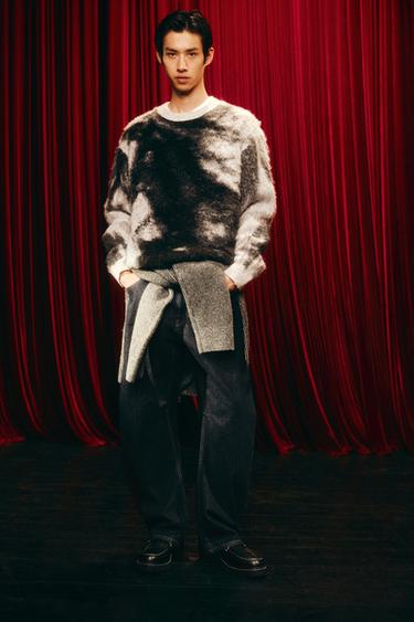 브러시드 자카드 호스 스웨터 - Zara의 스크래치 화이트 - 이미지 0