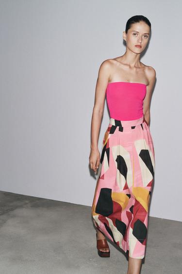 FALDA MIDI ESTAMPADA ZW COLLECTION - Multicolor de Zara - Imagen 0
