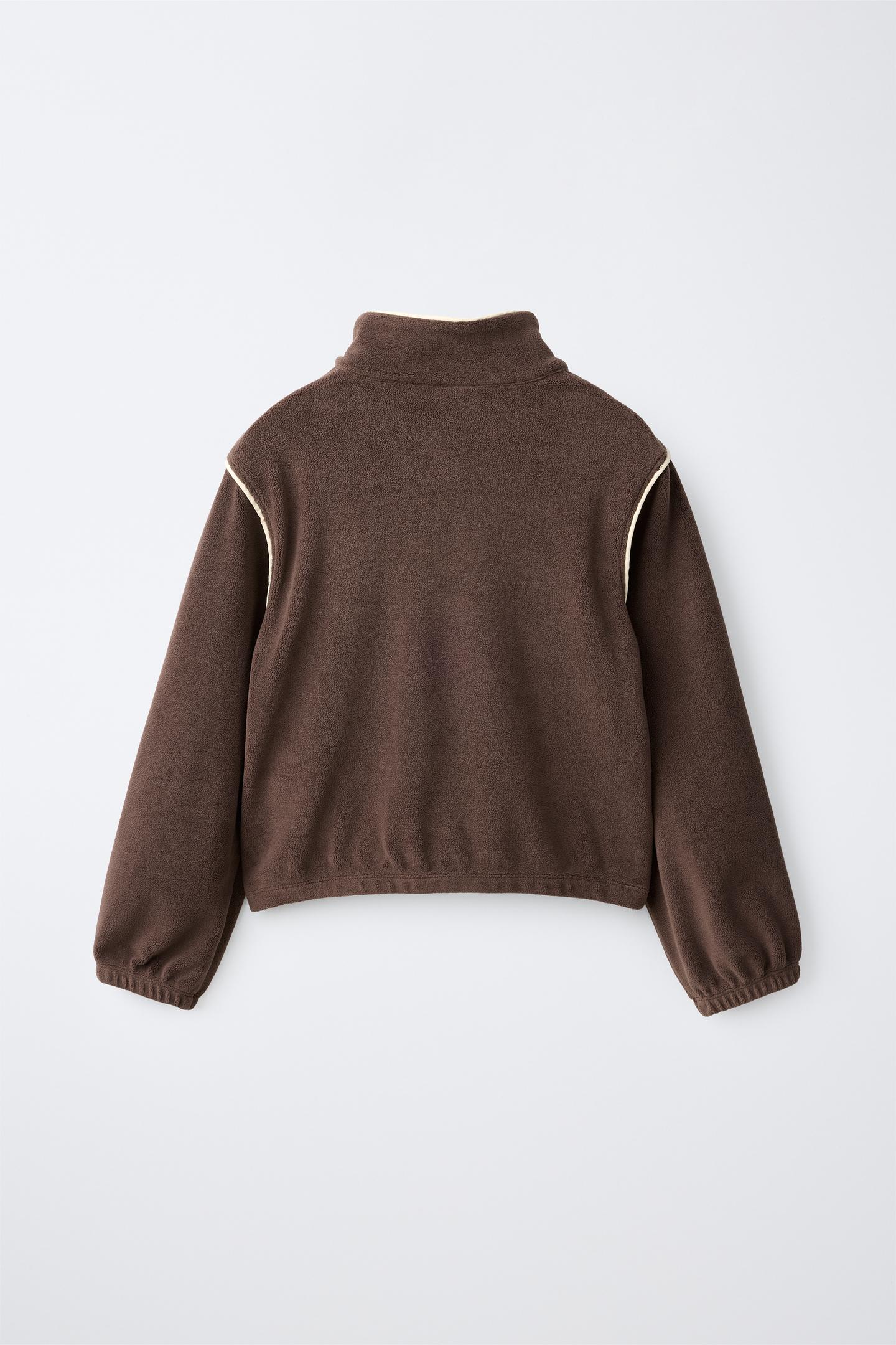 Детская толстовка Zara Contrast Piping Fleece, цвет: Коричневый — фото 2