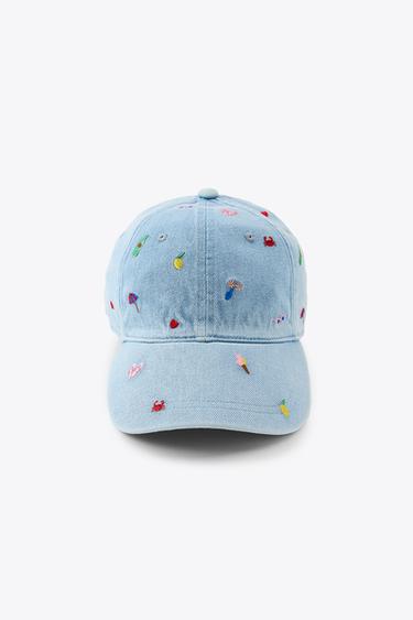 EMBROIDERED DENIM CAP - Blue by Zara
