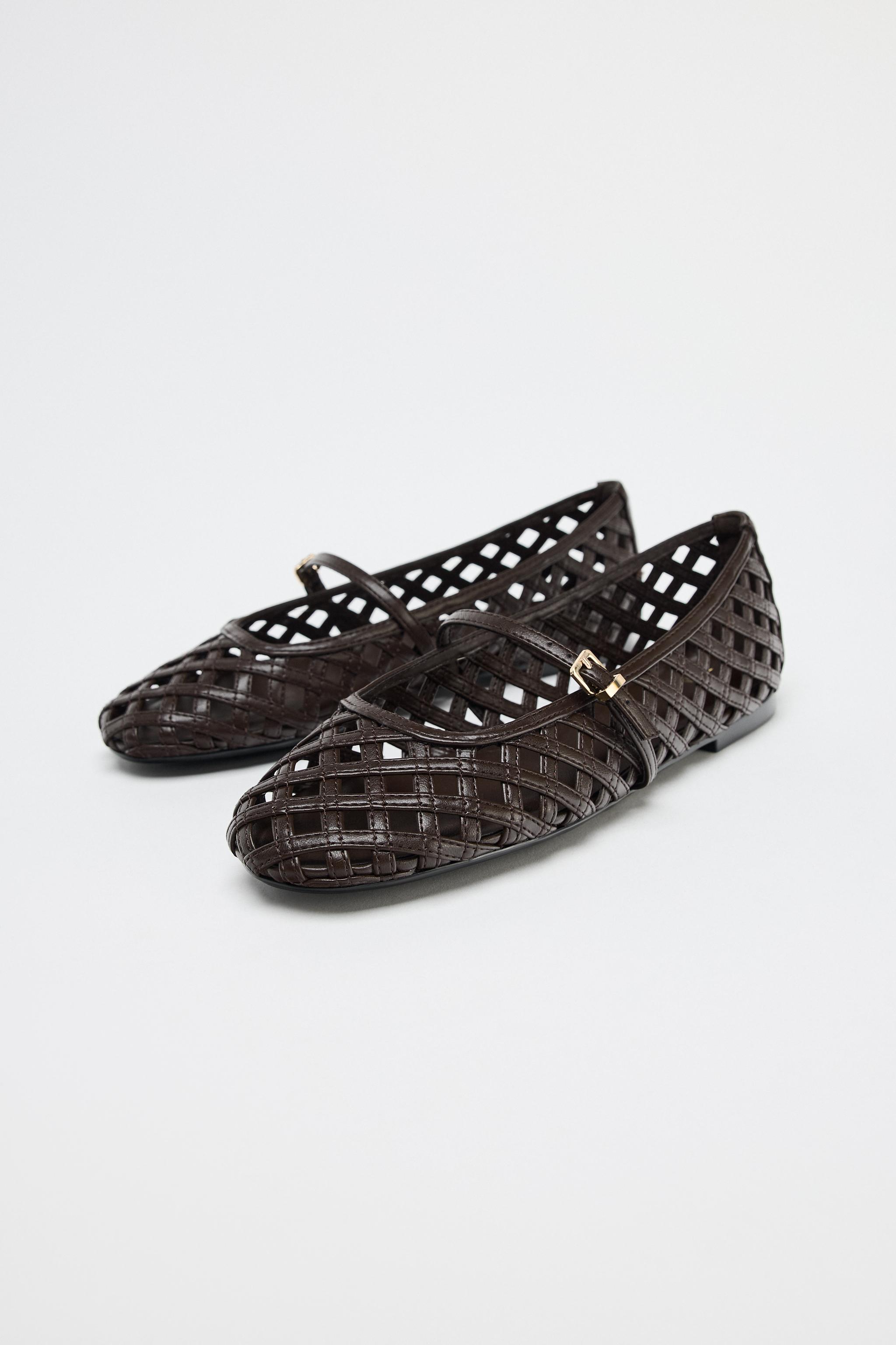 【ZARA】編み込みバレエシューズ ブラウン | 3554/510/700 ZARA】編み込みバレエシューズ ブラウン | 3554/510/700 (ZARA