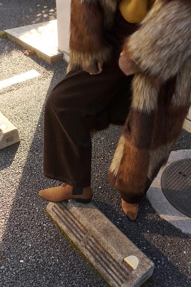 スプリットスエード チェルシーショートブーツブラウンZaraのスプリットスエード チェルシーショートブーツ - ブラウン 