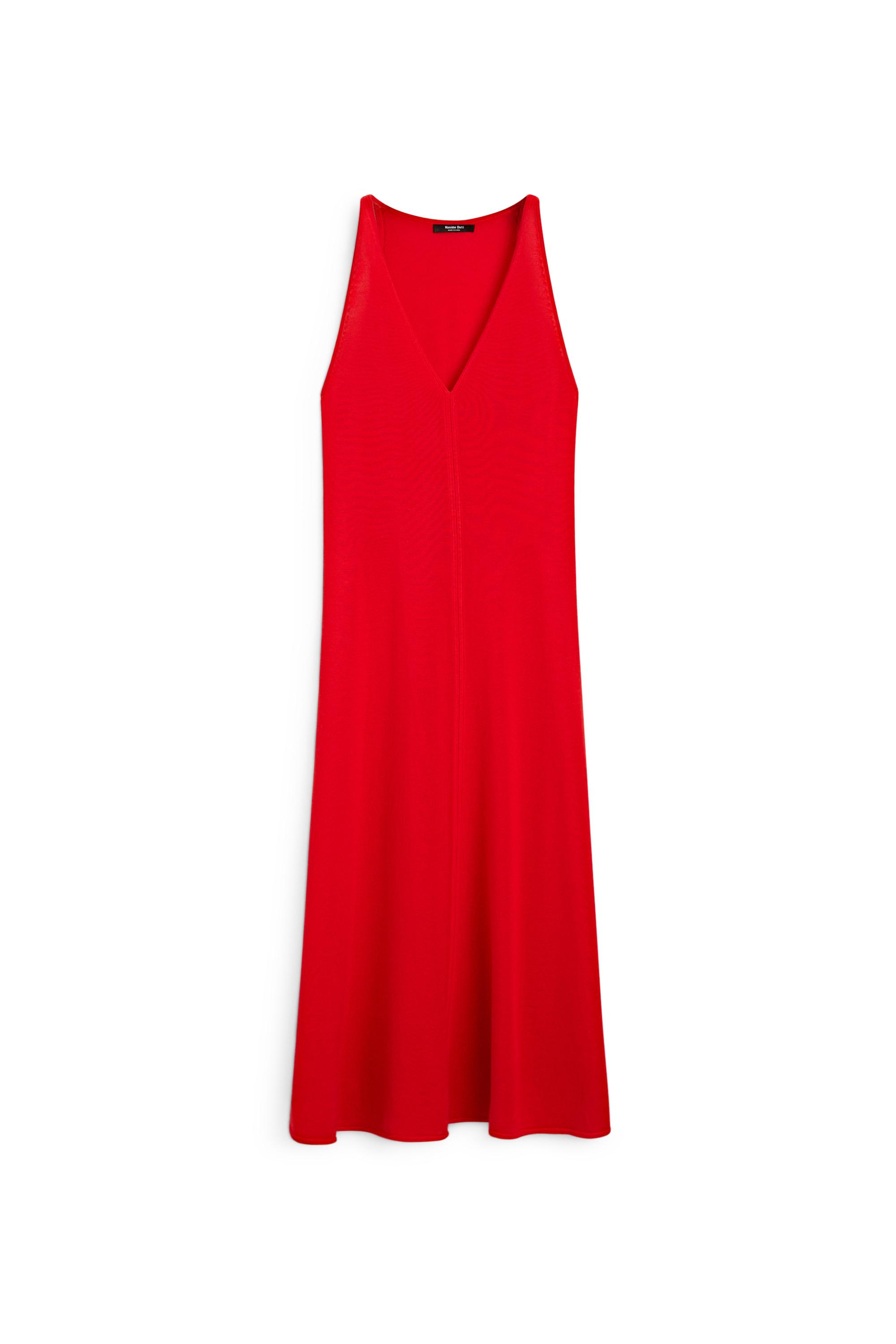 zara red knit dress SHORT RIB KNIT DRESS - Coral red