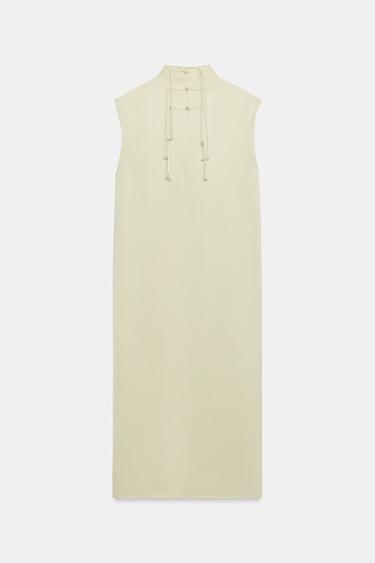 ROBE SATINÉE À BRANDEBOURGS ZW COLLECTION - Vert d'eau de Zara - Image 8