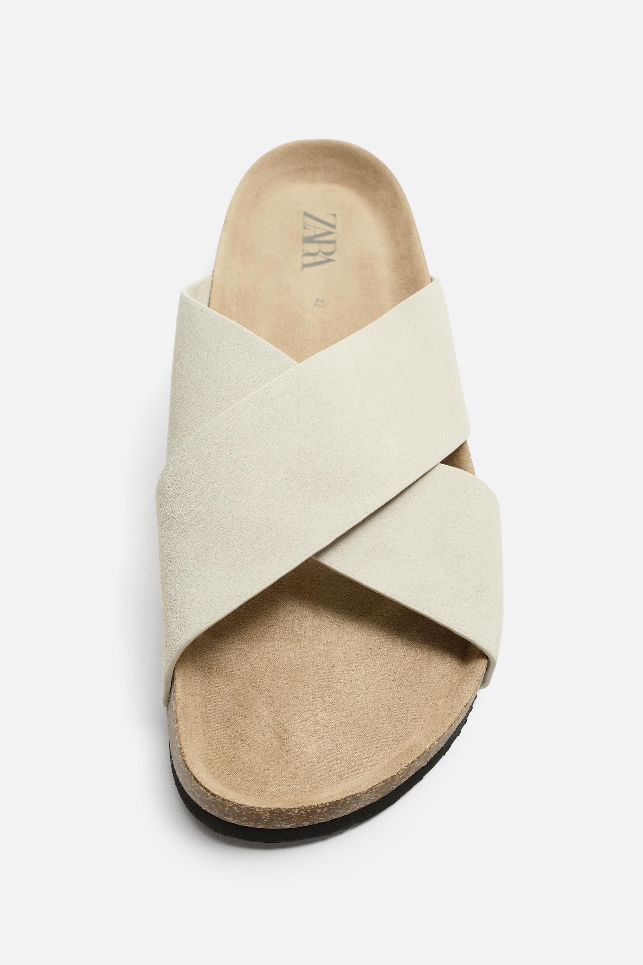 スペイン発送 ZARA クロスレザーサンダル 上品カジュアル 最新作 スペイン発送 ZARA 限定版レザーサンダル 上品カジュアル 新作